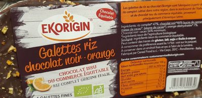 Galette riz chocolat noir orange
