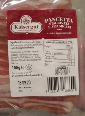 Pancetta stagionata e affumicata