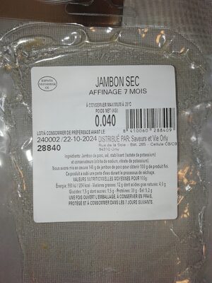 Jambon sec affinage 7 mois