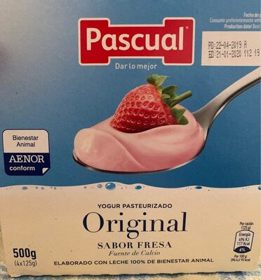 Yogur pasteurizado sabor fresa