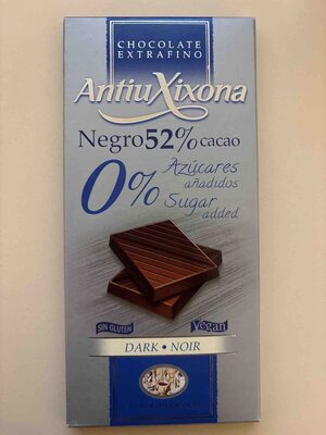 Negro 52% Cacao 0% Azúcares Añadidos Sugar Added Dark Noir