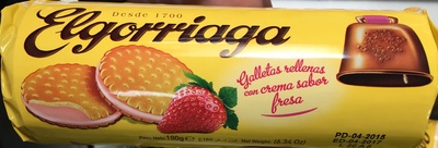 Galletas rellenas con crema sabor fresa