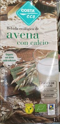 Bebida ecológica de avena con calcio