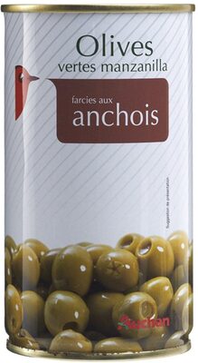 Auchan olives manzanilla vertes farcies anchois boite 150g