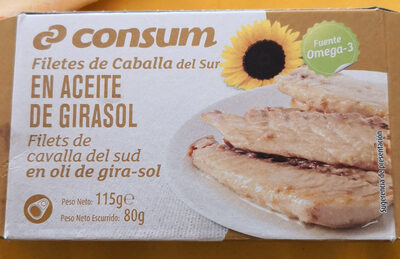 Caballa del sur en filetes, en aceite de girasol