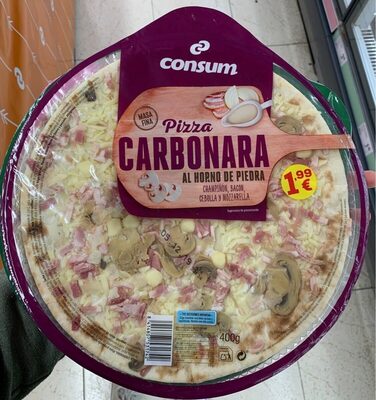 Pizza fresca carbonara al horno de piedra