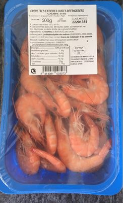 Crevettes entieres cuites refrigerees