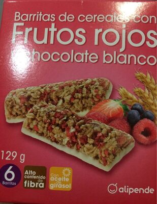 Barritas de cereales con frutos rojos y chocolate blanco