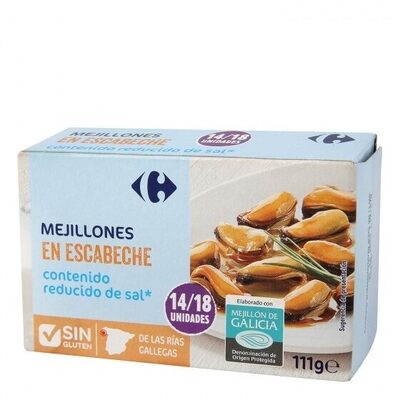 Mejillónes escabeche 14/18 reducido en sal
