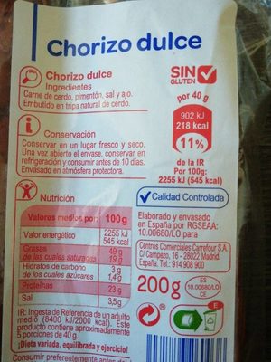 Chorizo dulce