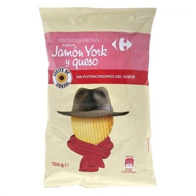 Patatas fritas onduladas jamón york y queso