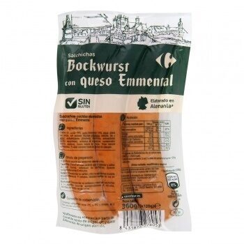 Salchicha bockwurst con queso emmental