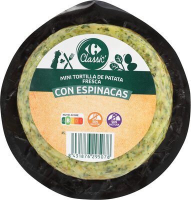 Mini tortilla de patata fresca con espinacas
