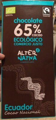 Chocolate 65% Cacao Ecologico Comercio Justo
