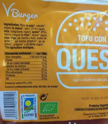Hamburguesa tofu con queso