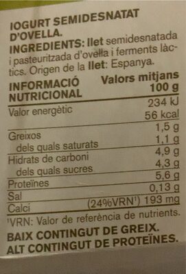 Yogurt de Oveja Semidesnatado
