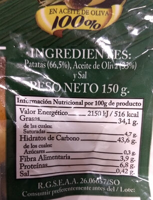 Patatas fritas onduladas en aceite de oliva 100%