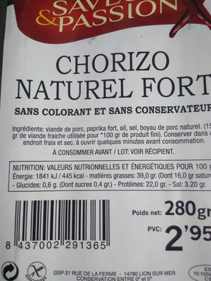 Chorizo Naturel Fort