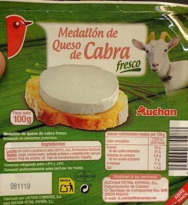 Medallón de queso de cabra fresco