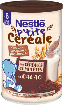 NESTLE P'TITE CEREALE aux Céréales complètes et Cacao -Boîte 415g- Dès 6 mois