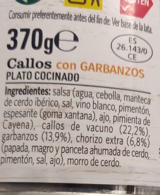 Callos con garbanzos
