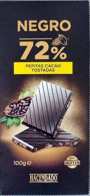Chocolate negro 72% con pepitas de cacao tostadas