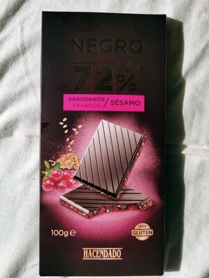 Chocolate negro 72% con arándanos y sésamo