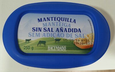 Mantequilla sin sal añadida