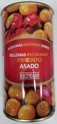 Aceitunas verdes rellenas de pimiento asado