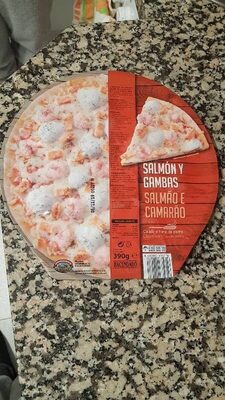 Pizza salmón y gambas