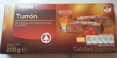 Turrón de chocolate con guindas al licor