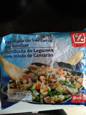 Parrillada de verduras con gambas