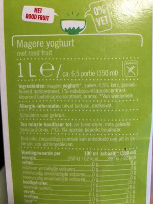 Magere yoghurt rood fruit