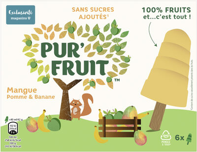 Pur' Fruit Glaces Bâtonnet Mangue Pomme & Banane 6x 40ml