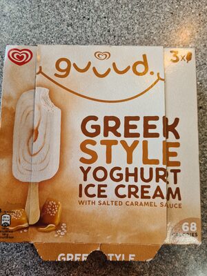 Greek Style Yoghurt Ice Cream with salted caramel sauce