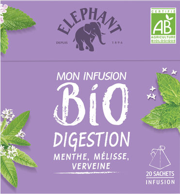 Elephant Tisane Bio Digestion Menthe Verveine 20 Sachets