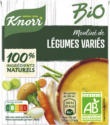 Knorr Soupe Liquide Bio Mouliné de Légumes Variés 30 cl
