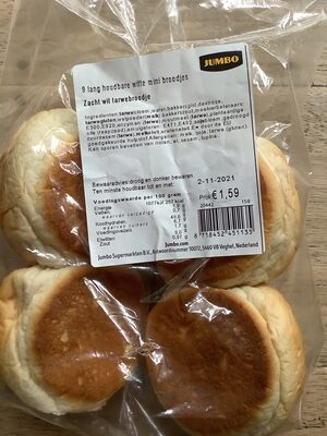 9 lang houdbare witte mini broodjes