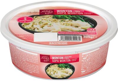 Sopa wonton de langostino y fideos