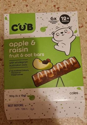 Apple and raisin fruit and oat bars