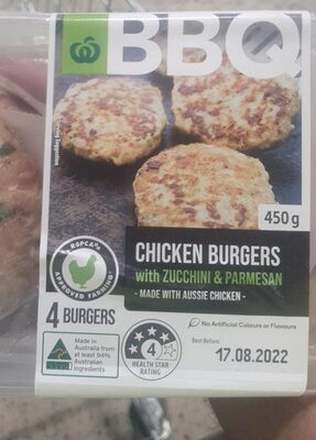 Chicken burgers with zucchini and parmesan