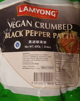 Vegan crumbed black pepper patty