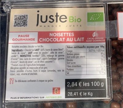 Noisettes chocolat au lait