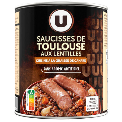 Saucisses de Toulouse aux lentilles Boîte de 840g