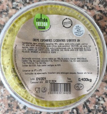 Creme Espinafres c/Coentros s/Batata Un