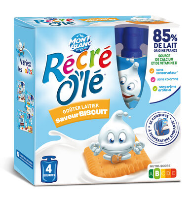 RÉCRÉ O'LÉ Goûter laitier Gourdes Saveur Biscuit 4x85g