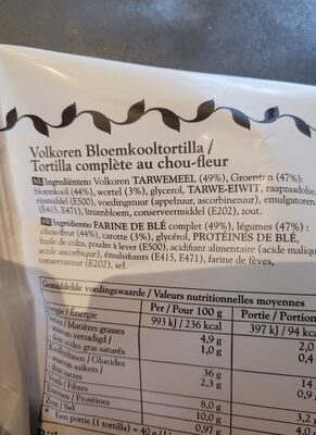 Bloemkool tortilla (volkoren)