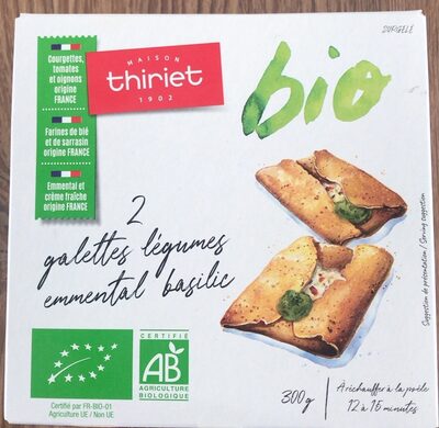 2 galettes légumes emmental basilic BIO