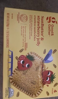 Sunbutter and strawberry jelly crustless sandwiches