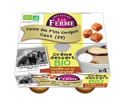 Crème dessert vanille sur lit de caramel